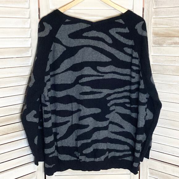 Jumper 1234 Leopard Zebra Black Gray Oversized 100% Cashmere Sweater 4 XL - Picture 8 of 10